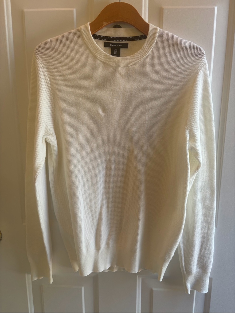 Mark Law Men's Small Cream Waffle-Knit Crewneck Sweater